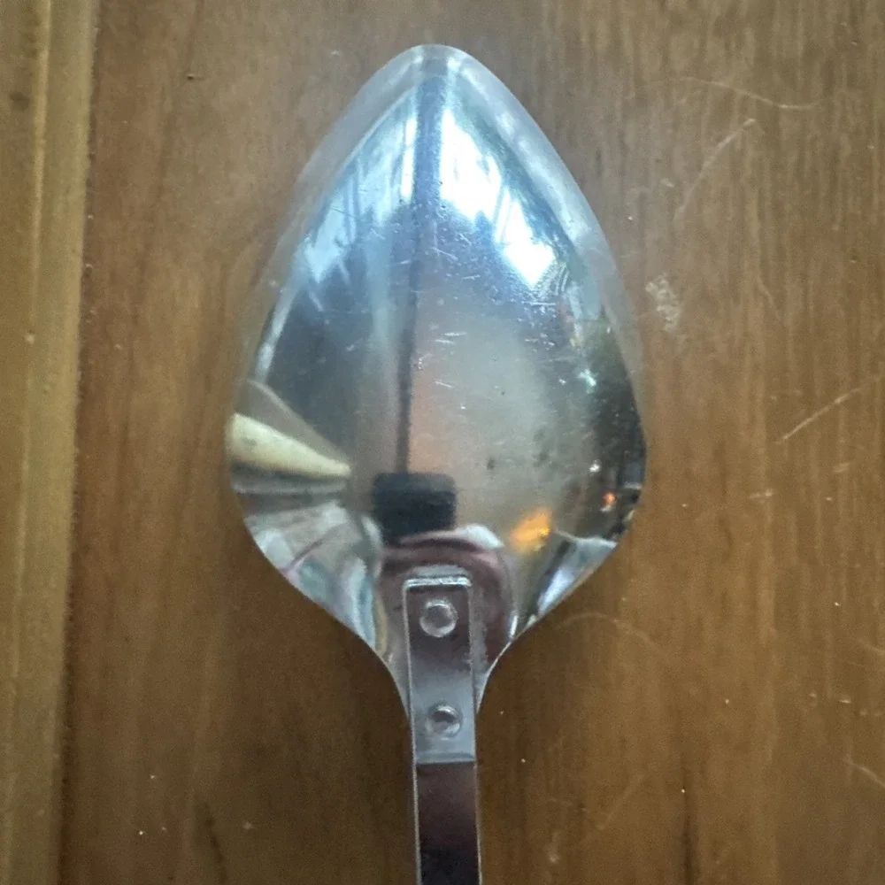 VTG Androck Serving Spoon Chrome Plated Black Handle 12